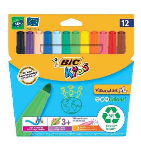 BIC KIDS VISACOLOR XL PENNARELLI PUNTA XL COLORI ASSORTITI CONF 12 Pz.